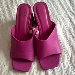 Pink Heeled Mules